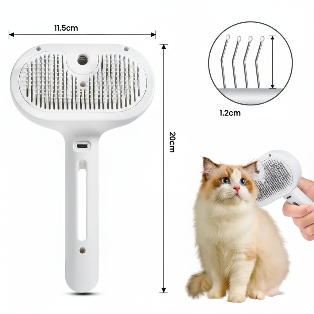 Escova a Vapor Spray Hair Para Cães e Gatos