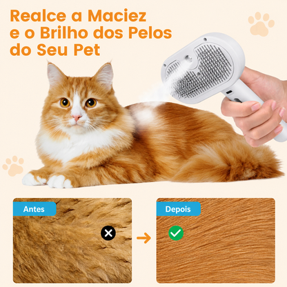 Escova a Vapor Spray Hair Para Cães e Gatos