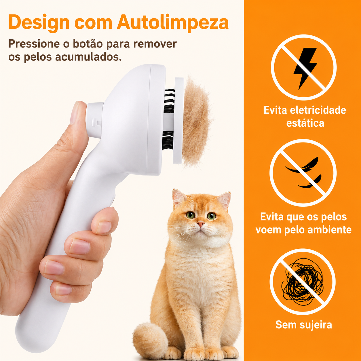 Escova a Vapor Spray Hair Para Cães e Gatos
