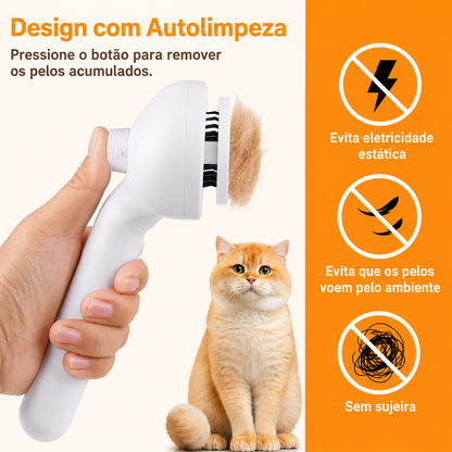 Escova a Vapor Spray Hair Para Cães e Gatos