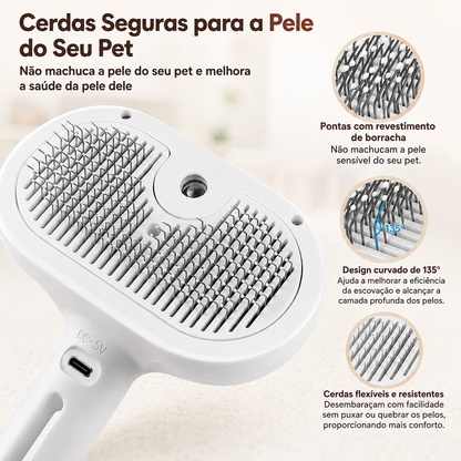 Escova a Vapor Spray Hair Para Cães e Gatos