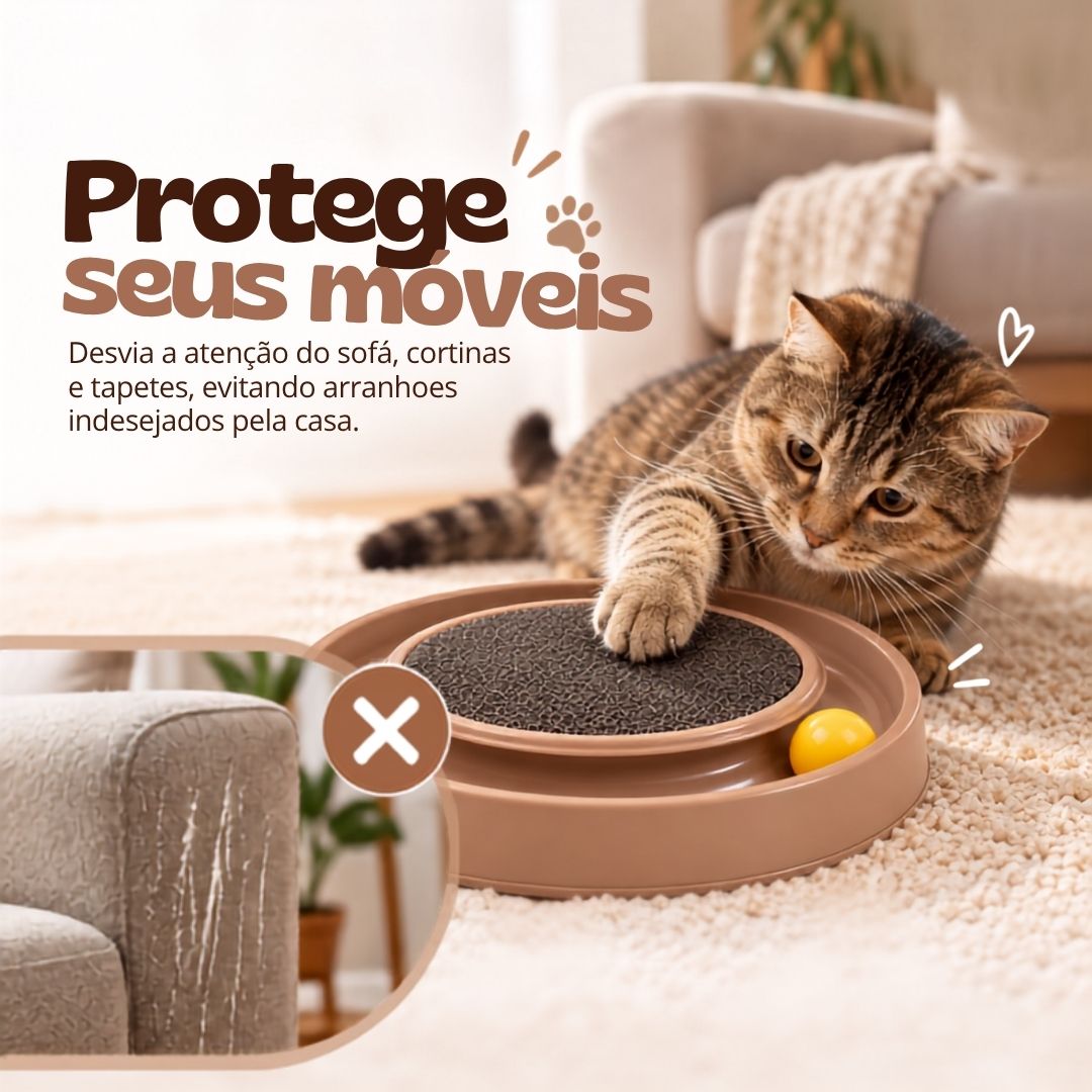 Brinquedo Arranhador Redondo Para Gato Com Bolinha