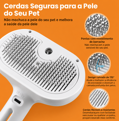 Escova a Vapor Spray Hair Para Cães e Gatos