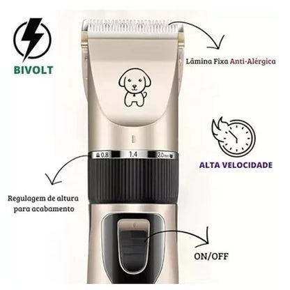 Kit Máquina de Tosa Pet Profissional 10 em 1 para Cachorro e Gato