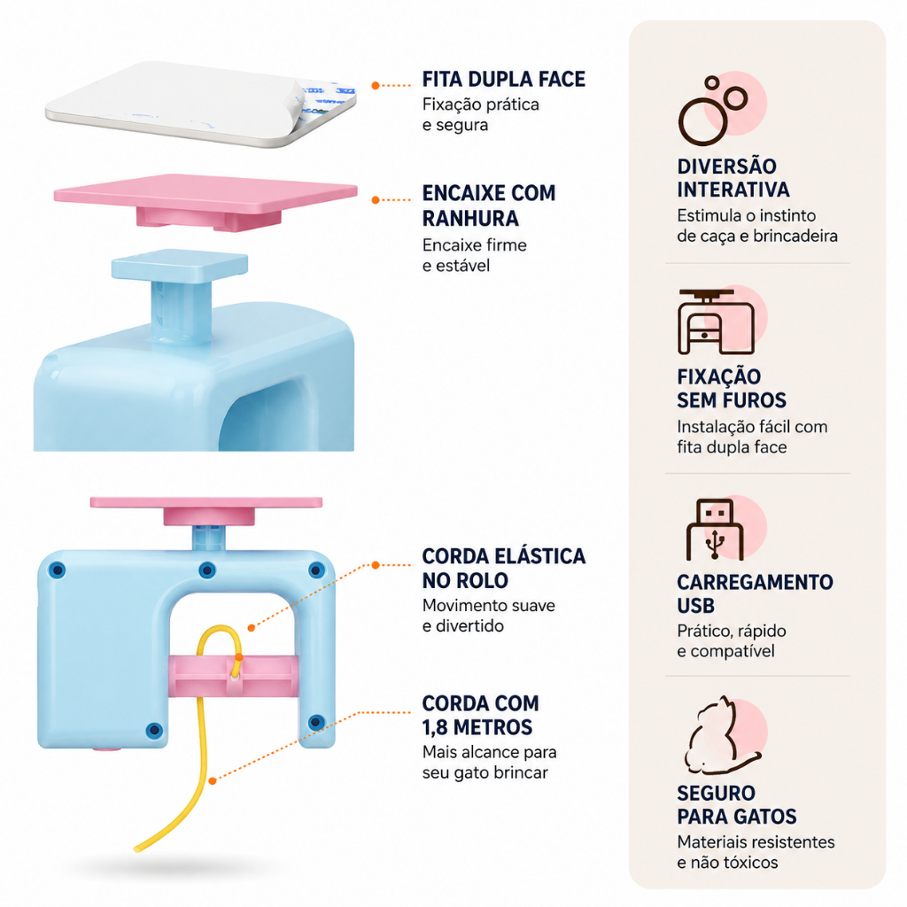 Brinquedo Corda Elástica  Interativo Elétrico para Gatos