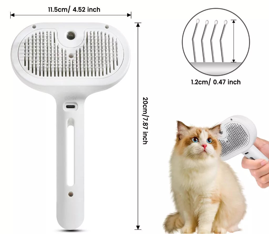 Escova a Vapor Spray Hair Para Cães e Gatos