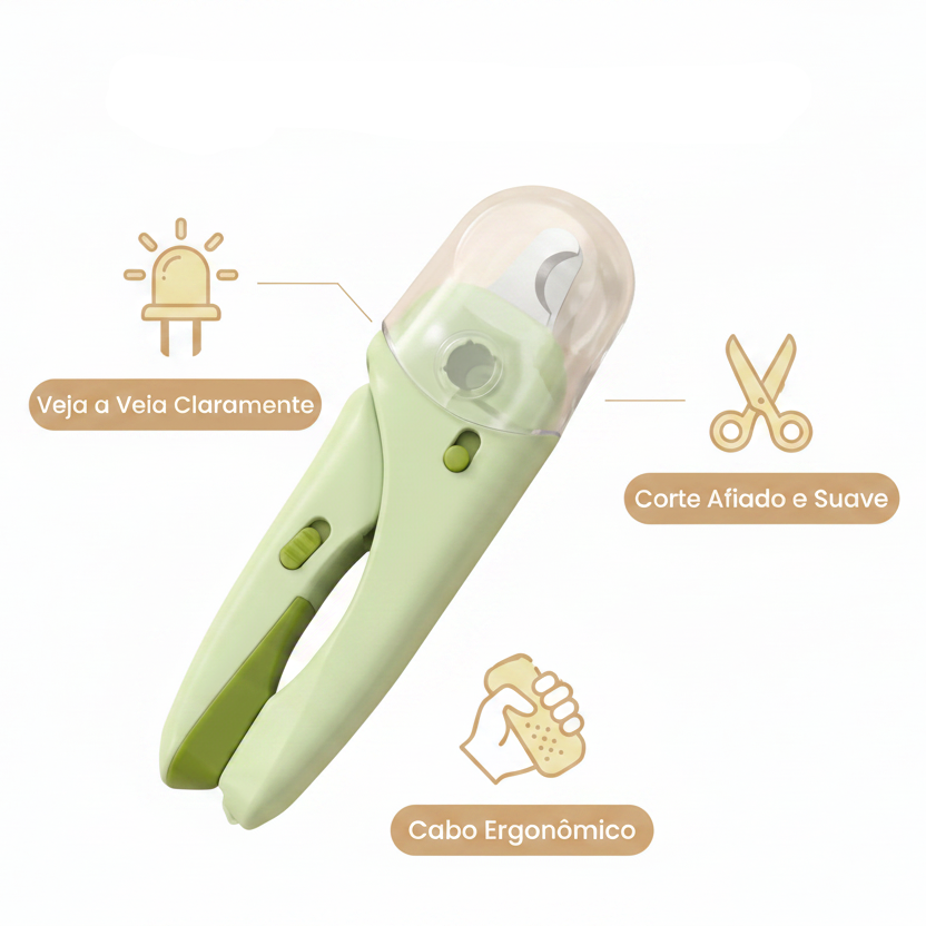 Kit Cortador de Unhas para Cães e Gatos - Alicate + Lixa + LED