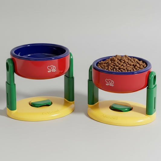 Comedouro Elevado Ajustável para Cachorro e Gato com Ventosa Antiderrapante Tigela Pet Ergonômica