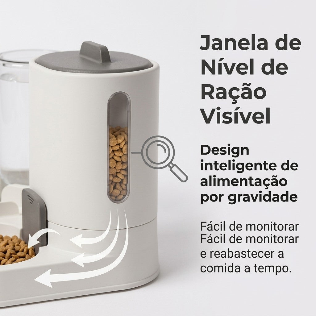 Bebedouro e Comedouro Automático 2 em 1 para Cães e Gatos | Controle de quantidade Filtro 3 Etapas